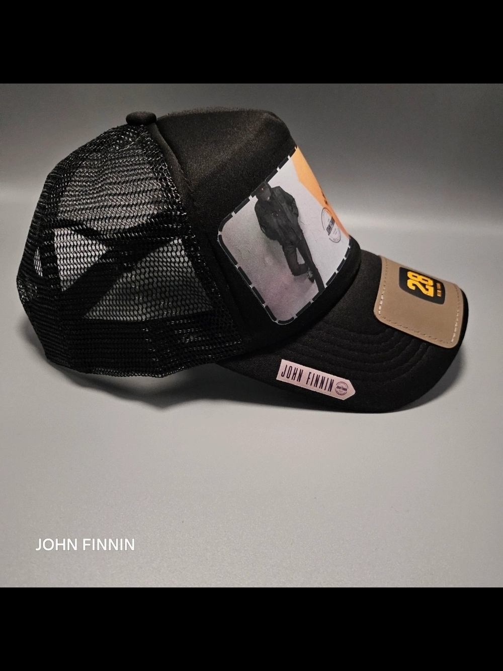 Black Mesh Trucker Cap with Patch Details